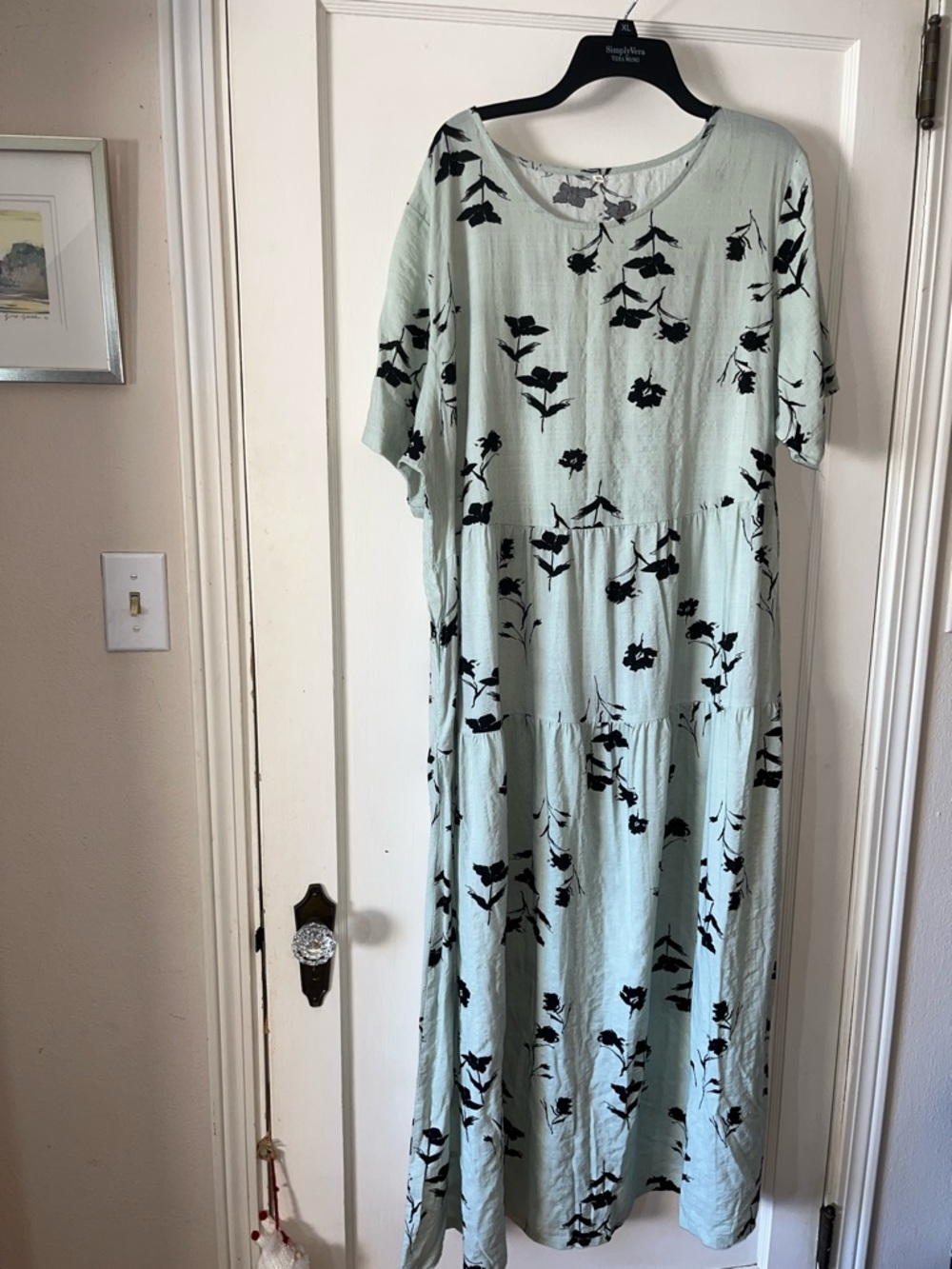 Light Mint Floral Tiered Maxi Dress -‎ Unbranded 2X